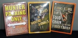 Tin Litho Hunting Signs Qty 6 Novelty Phrases