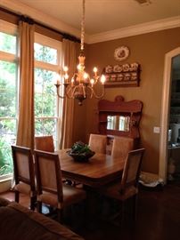 Antique Oak Table, Cup Rack, Old English Barker Brothers China