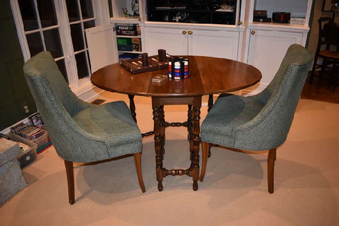 GAME TABLE W/2 CHAIRS (DROP LEAF)