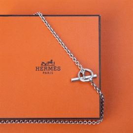 7: HERMES STERLING TOGGLE NECKLACE 16" LONG