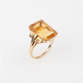12: 11CT CITRINE ART DECO 10K RING
