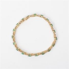 13: 14K EMERALD DIAMOND TENNIS BRACELET