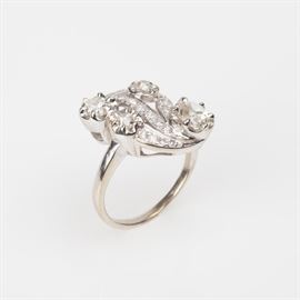 23: 14K OLD MINE CUT DIAMOND COCKTAIL RING 1.30CTW