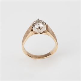 43: 14K 1.51CT CHAMPAIGN DIAMOND CATHEDRAL RING