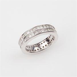 46: 2.45CT DOUBLE ROW ETERNITY CHANNEL SET DIAMOND RING 18K WITH ROMAN NUMERALS