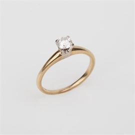 78: 14K ZALES SOLITAIRE DIAMOND RING .42CT VS2 F