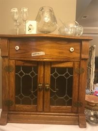 Several Lovely vintage cabinets with leaded glass