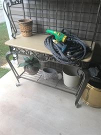 Patio - bakers rack with miscellaneous items
