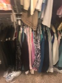 Master BR closet - sizes range XL-2X; shoes are sizes 9-10
