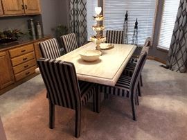 Marble Dining Room Table and Chairs from Elan