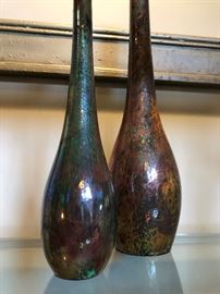 Signed Raku Glazed Pottery