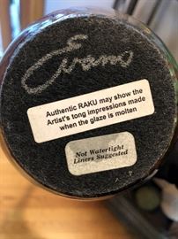 Signed Raku Glazed Pottery