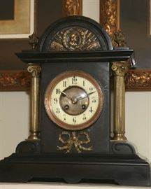 FRENCH MARBLE AND BRONZE CLOCK BY, AD MOUGIN, 1890 - 1900