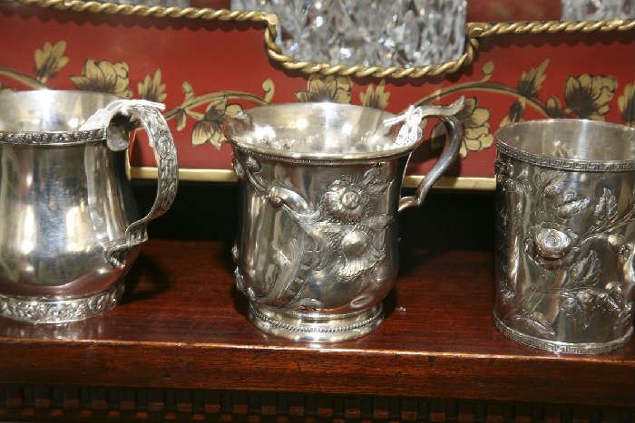 STERLING AND COIN SILVER CHRISTENING MUGS