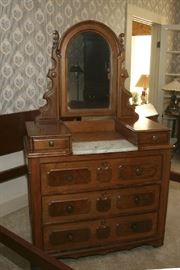 VERY NICE MARBLE TOP DRESSER WITH MIRROR