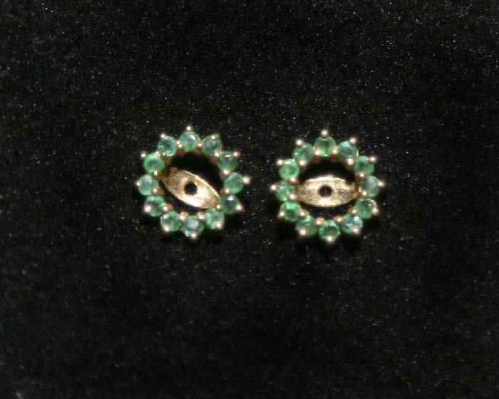 Emerald set in 14K. earring jackets