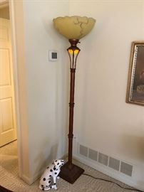 LARGE METAL AND GLASS FLOOR LAMP