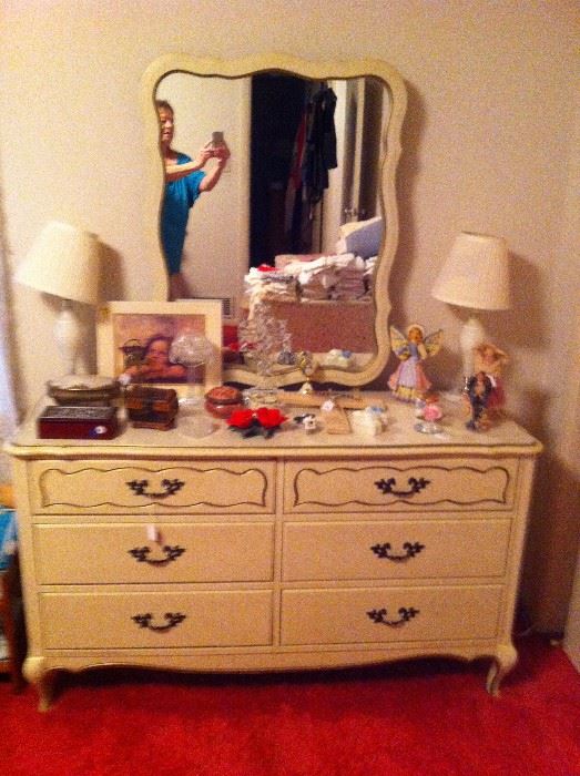 French provincial dresser & mirror (and me - LOL)