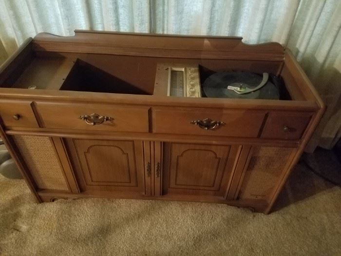 another stereo cabinet with vinyls inside