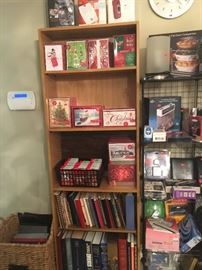 Christmas cards, books, various household items. 