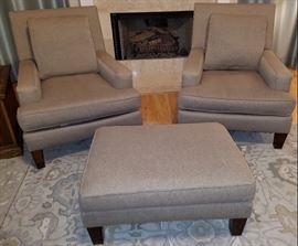 Ralph Lauren club chairs and ottoman