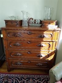 Dresser with acorn pulls and hankie drawers.