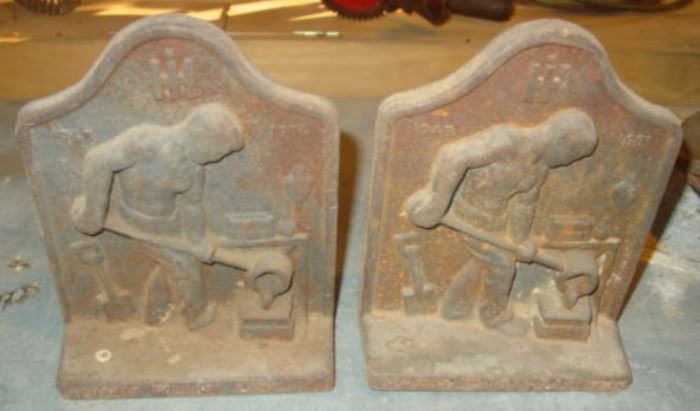 Cast Iron Bookends - Marked International Harvester 
