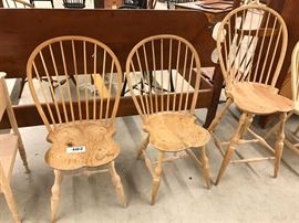 5 assorted bow-back Windsor chairs, unfinished