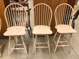 3 bow-back Windsor swivel stools, unfinished
