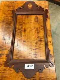 Chippendale-style mahogany mirror frame with oval inlaid eagle and shield 43 1/4"h