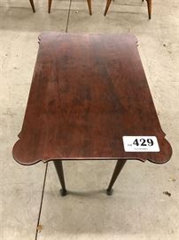 Porringer side table with pine top and maple base 26"w x 18"d