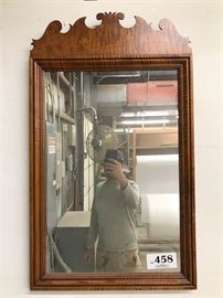 Queen Anne Fleur de lis mirror in tiger maple