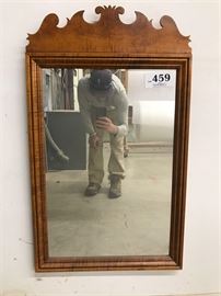 Queen Anne Fleur de lis mirror in tiger maple