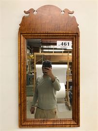 Queen Anne Fleur de lis mirror in tiger maple