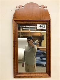 Queen Anne Fleur de lis mirror in tiger maple