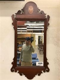 Chippendale mirror with eagle and shield inlay in cherry