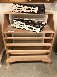 Partially complete slant-lid desk in cherry, unfinished