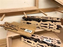 English-style Windsor chair splat jig with documentation and 13 splats in oak