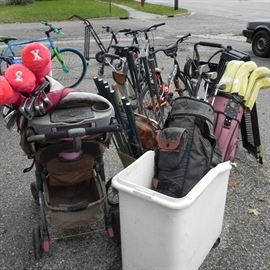 Several older sets of golf clubs sold as sets or individually. 