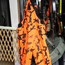 Hunters orange bib overalls. 