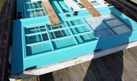 Three sets of framed French doors