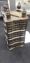 Antique Cast Iron Bank Building Bank