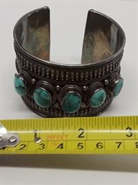 Rare Antique Navajo Turquoise and Sterling Bracelet 