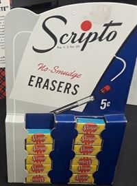 1940's-50's Drug Store Counter Display Scripto Erasers 