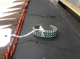 Antique Sterling and Turquoise Navajo Bracelet 
