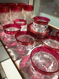Ruby Flash Kings Crown Glassware 