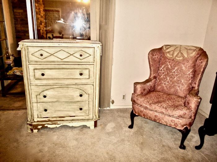 CHEST, WINGBACK CHAIR