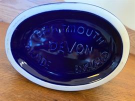 Vintage Devon Dartmouth cobalt blue gargling fish pitcher