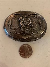 Antique Victorian 930 Sterling Silver cherub pill box