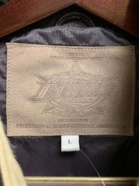 Men’s 41st National Finals Rodeo 1999 wool & leather jacket, size Large